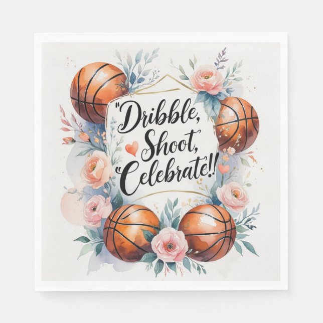 Basketball Hochzeitthema Serviette (Vorderseite)