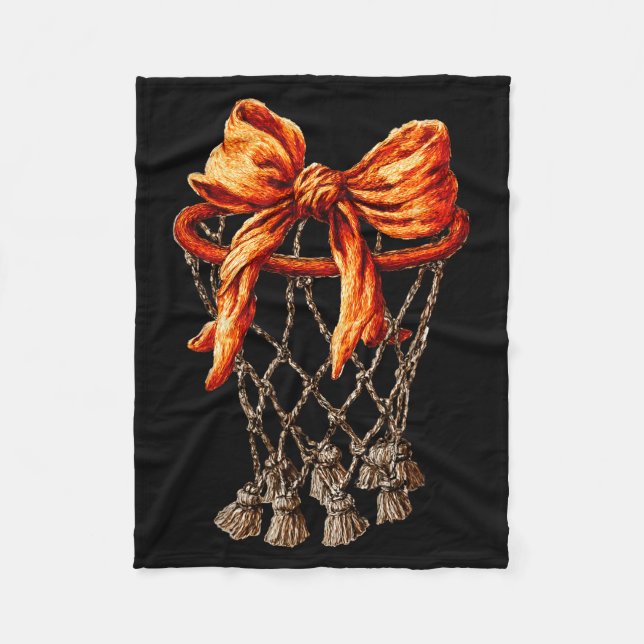 Basketball Hoop Net Coquette Bow Basketball Player Fleecedecke (Vorderseite)