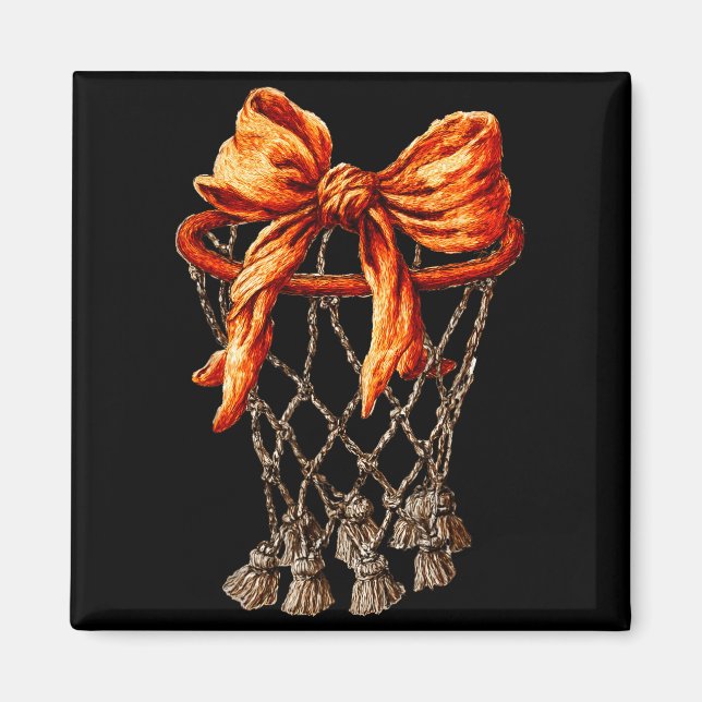 Basketball Hoop Net Coquette Bow Basketball Player Magnet (Vorne)