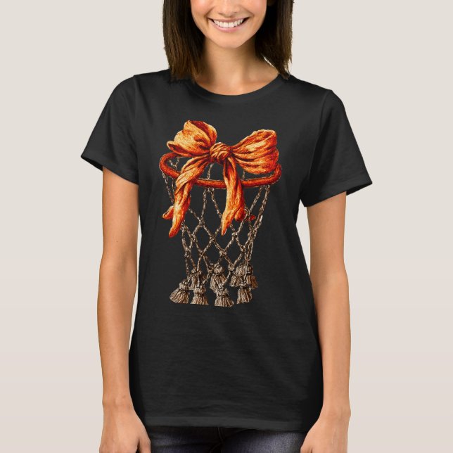 Basketball Hoop Net Coquette Bow Basketball Player T-Shirt (Vorderseite)