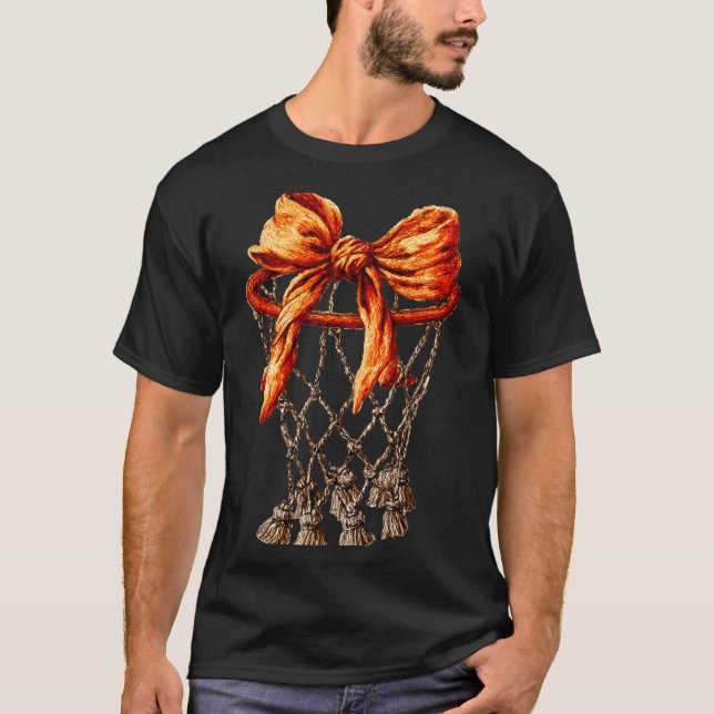 Basketball Hoop Net Coquette Bow Basketball Player T-Shirt (Vorderseite)