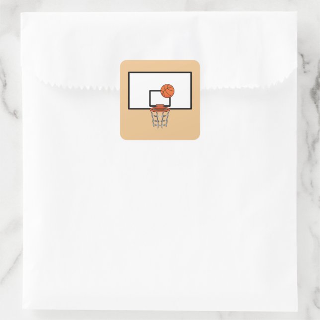 Basketball Hoop Quadratischer Aufkleber (Tasche)