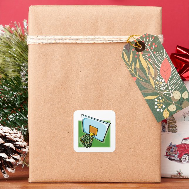 Basketball Hoop Sportuntergrund und Netz Quadratischer Aufkleber (Von Creator hochgeladen)