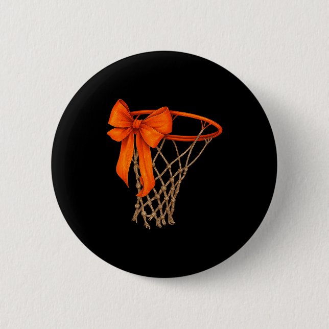 Basketball Hoop With Bow Cute Basketball Aesthetic Button (Vorderseite)
