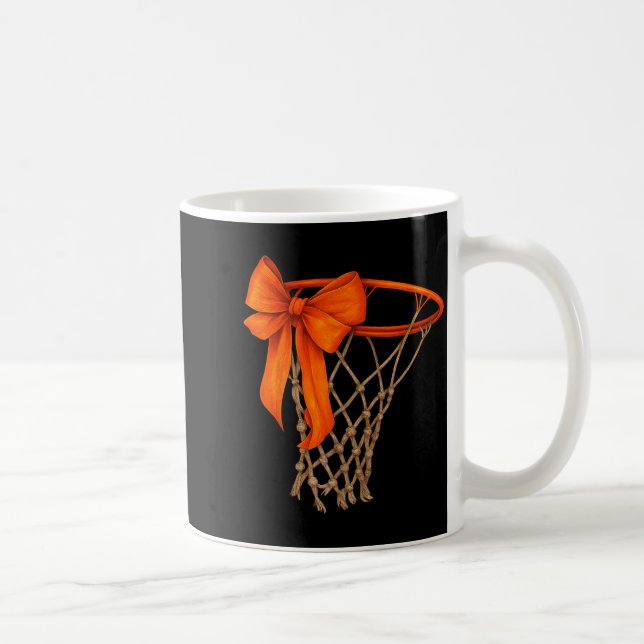 Basketball Hoop With Bow Cute Basketball Aesthetic Kaffeetasse (Rechts)