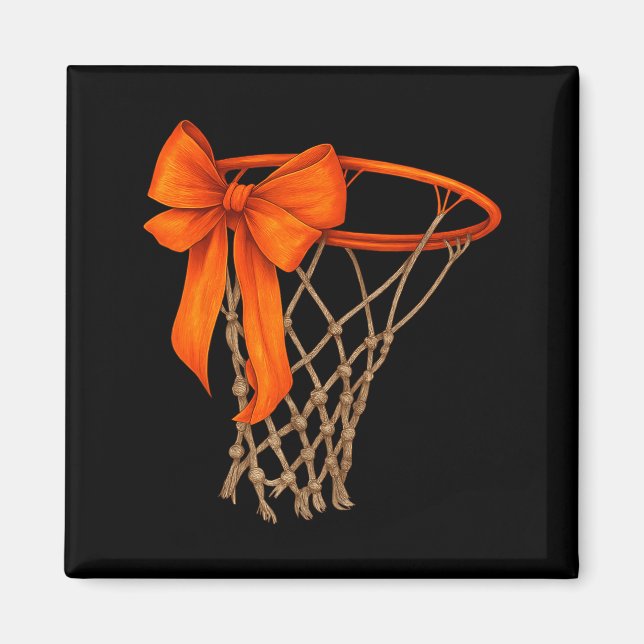 Basketball Hoop With Bow Cute Basketball Aesthetic Magnet (Vorne)