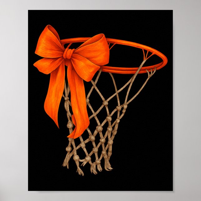 Basketball Hoop With Bow Cute Basketball Aesthetic Poster (Vorne)