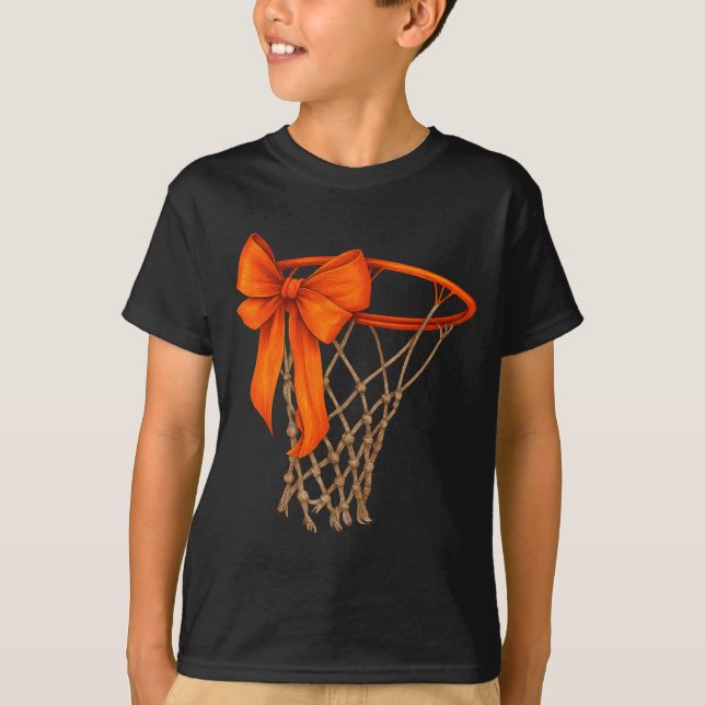 Basketball Hoop With Bow Cute Basketball Aesthetic T-Shirt (Vorderseite)