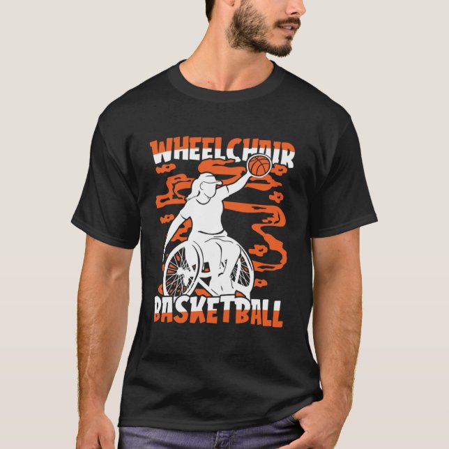 Basketball Hoops Hooping Bball Baller Wheelchair B T-Shirt (Vorderseite)