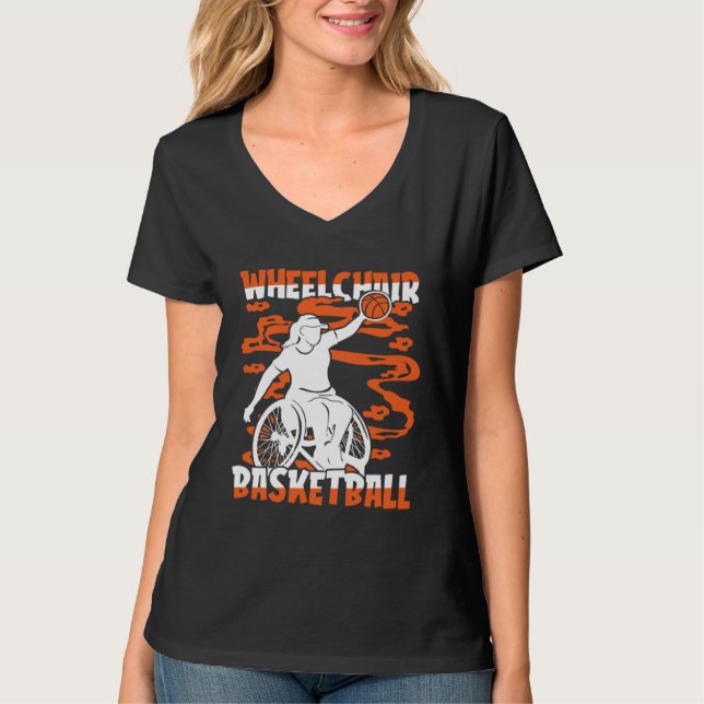 Basketball Hoops Hooping Bball Baller Wheelchair B T-Shirt (Vorderseite)