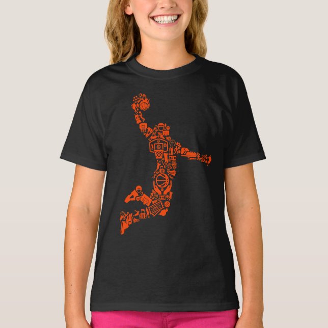 Basketball Hoops Symbol Slam The Ball Girl's T-Shirt (Vorderseite)
