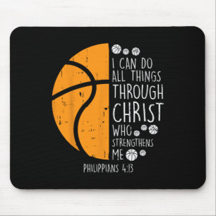 Basketball I kann Dinge tun Bibel Verse Gott Jesus Mousepad