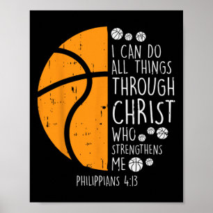 Basketball I kann Dinge tun Bibel Verse Gott Jesus Poster