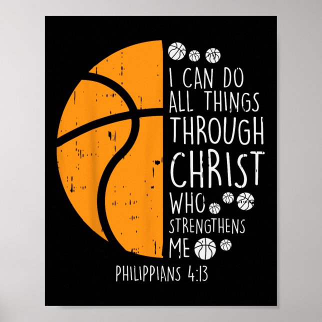 Basketball I kann Dinge tun Bibel Verse Gott Jesus Poster (Vorne)