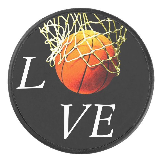 Basketball I Liebe Eishockey Puck (Vorderseite)