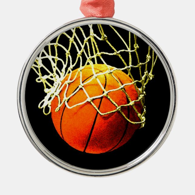 Basketball I Liebe Ornament Aus Metall (Vorne)