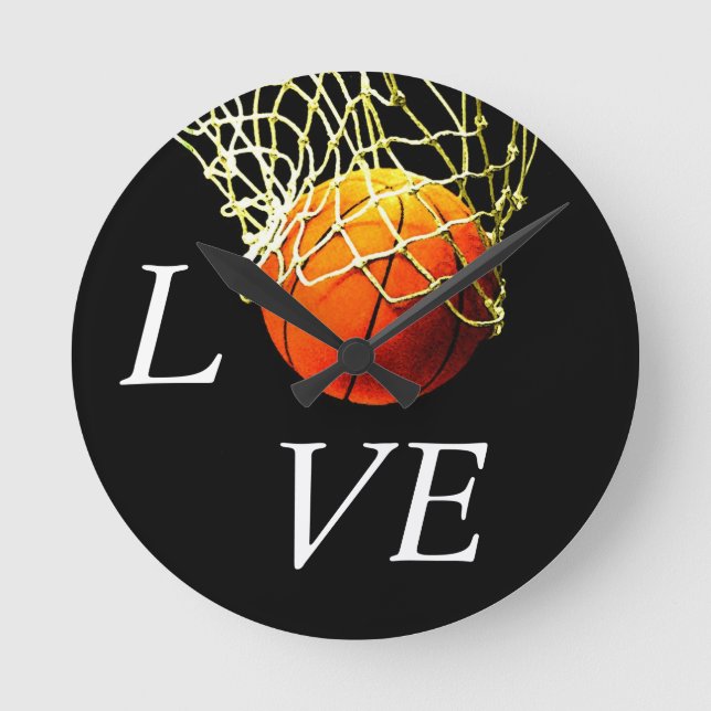 Basketball I Liebe Runde Wanduhr (Vorderseite)