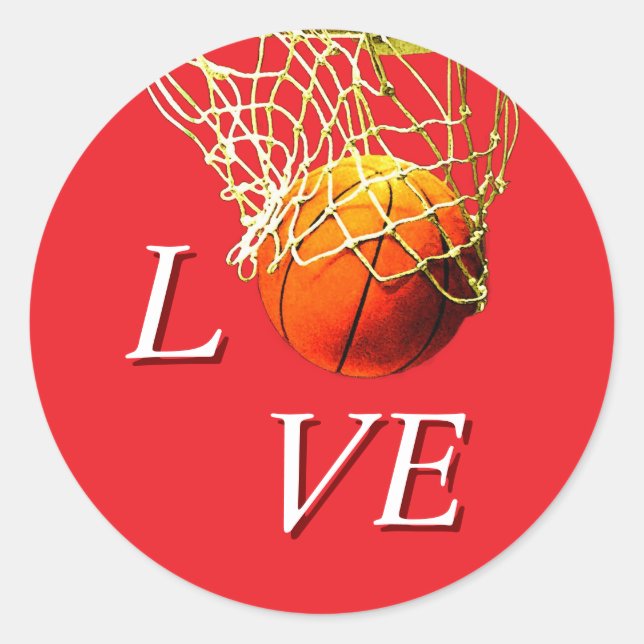 Basketball I Love Runder Aufkleber (Vorderseite)