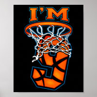 Basketball I m 9 Boy Girl 9. Geburtstag