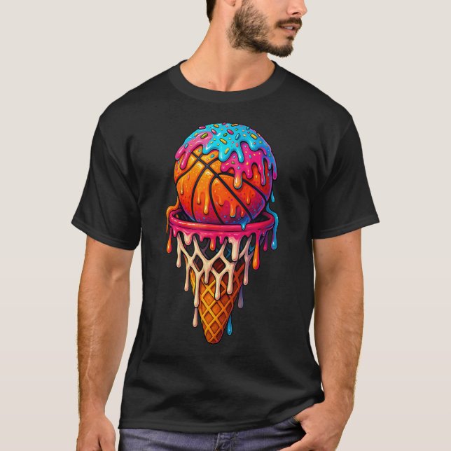 Basketball Ice Cream Drip For Boys Girls Youth Bas T-Shirt (Vorderseite)