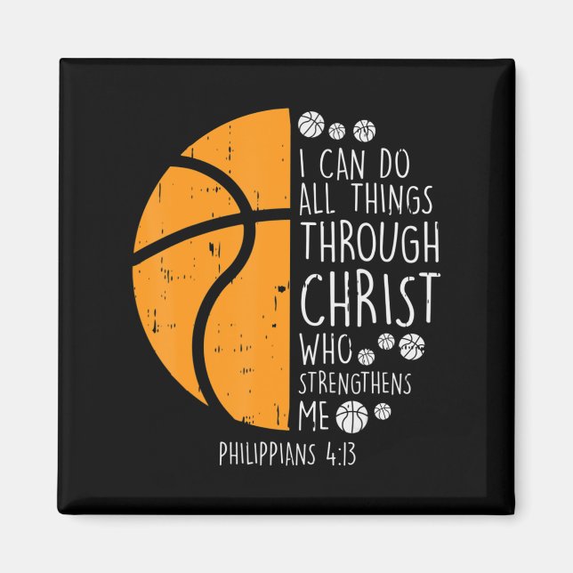 Basketball Ich kann Dinge tun Bibel Verse Gott Jes Magnet (Vorne)
