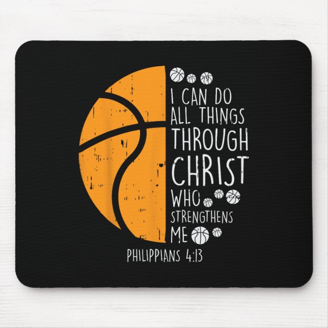 Basketball Ich kann Dinge tun Bibel Verse Gott Jes Mousepad (Vorne)