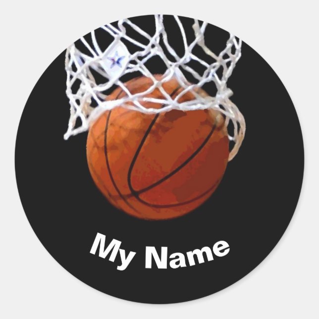 Basketball Ihr Name Benutzerdefiniert Runder Aufkleber (Vorderseite)
