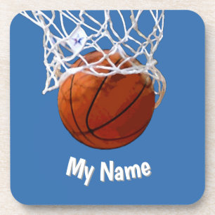 Basketball Ihr Name Benutzerdefiniert Stahlblauer Getränkeuntersetzer