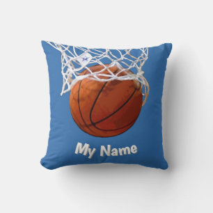 Basketball Ihr Name Benutzerdefiniert Stahlblauer Kissen