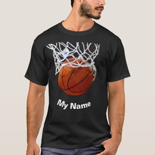 Basketball Ihr Name Benutzerdefiniert T-Shirt (Vorderseite)