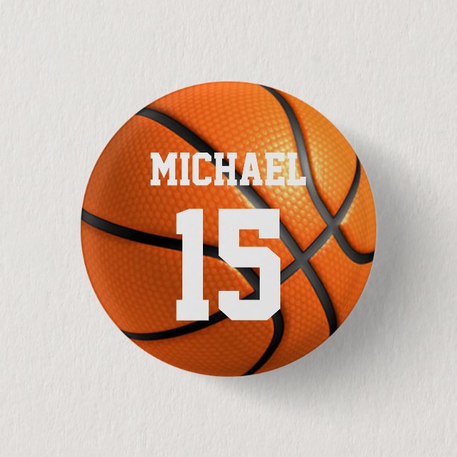 Basketball Ihr Name Button (Vorderseite)