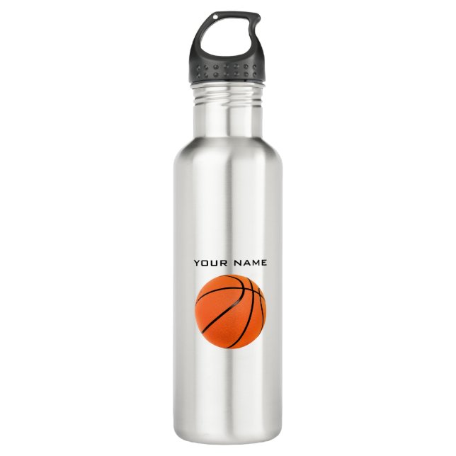 Basketball Ihr Name Edelstahlflasche (Vorderseite)