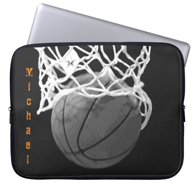 Basketball Ihr Name individuell einstellbar Laptopschutzhülle (Vorderseite)