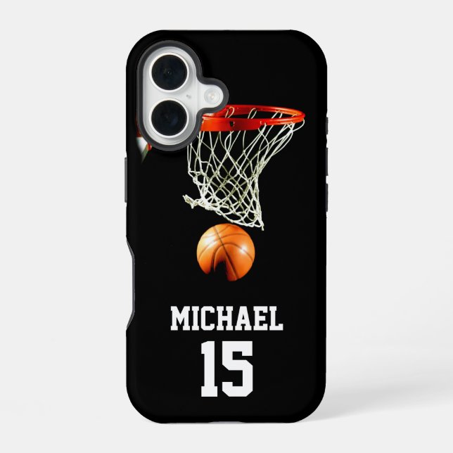Basketball Ihr Name iPhone 16 Hülle (Rückseite)
