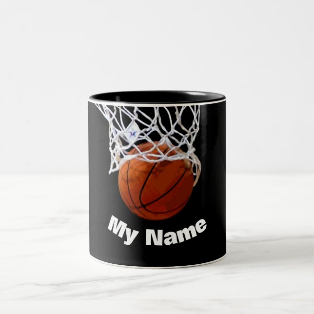 Basketball - Ihr Name ist individuell Zweifarbige Tasse (Mittel)