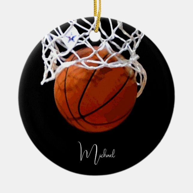 Basketball Ihr Name Keramik Ornament (Vorne)