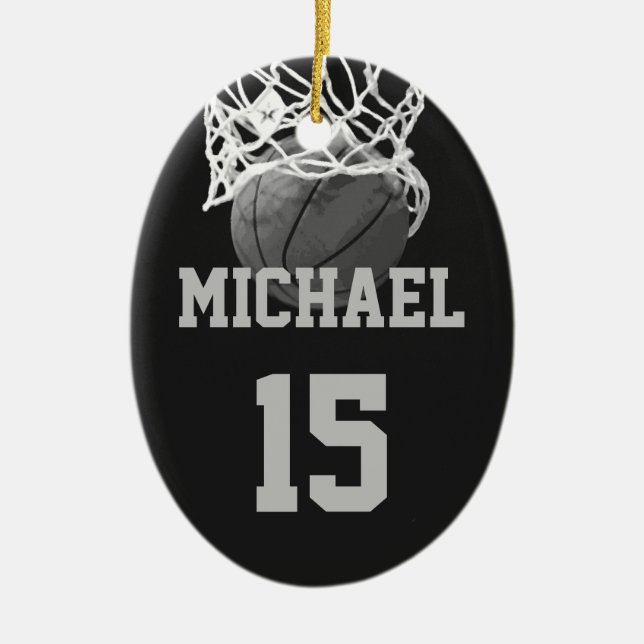Basketball Ihr Name Keramik Ornament (Vorne)