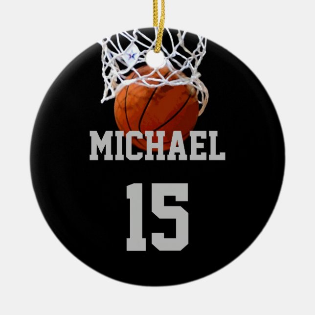 Basketball Ihr Name Keramik Ornament (Vorne)
