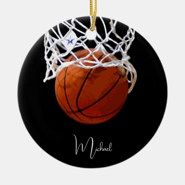 Basketball Ihr Name Keramik Ornament (Vorne)