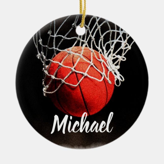 Basketball Ihr Name Keramik Ornament (Vorne)