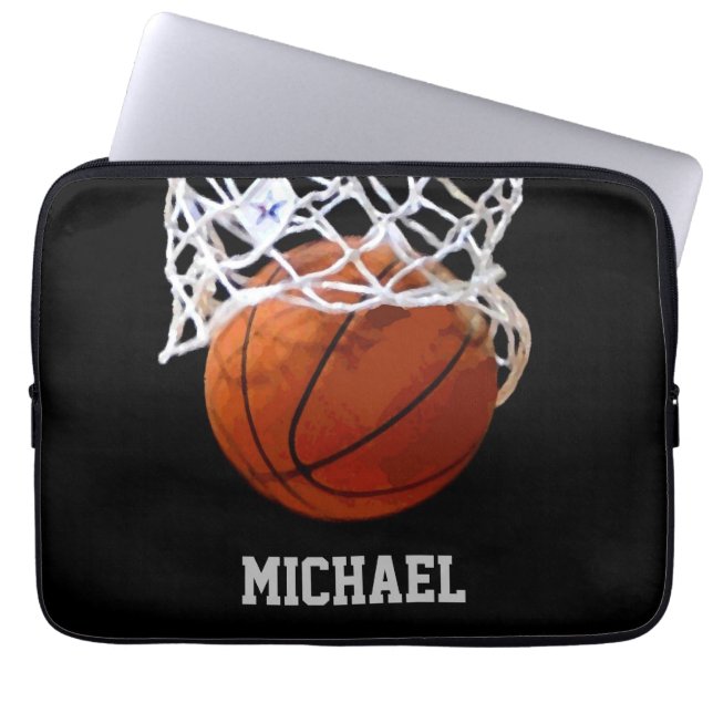 Basketball Ihr Name Laptopschutzhülle (Vorderseite)