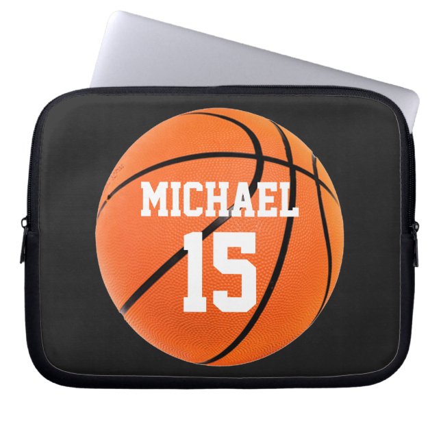 Basketball Ihr Name Laptopschutzhülle (Vorderseite)