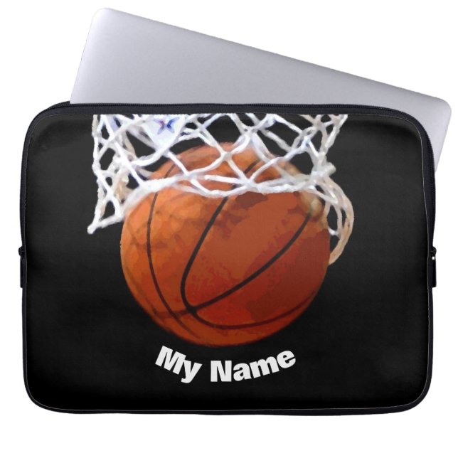 Basketball Ihr Name Laptopschutzhülle (Vorderseite)