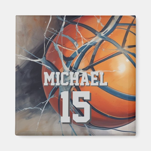 Basketball Ihr Name Magnet (Vorne)