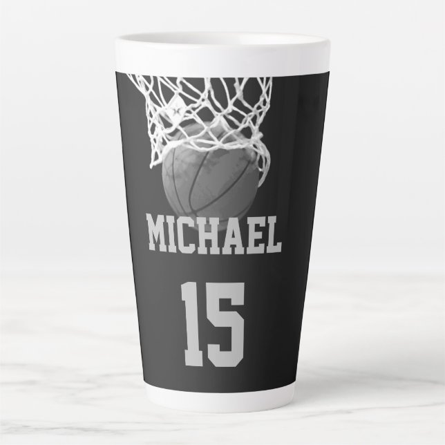 Basketball Ihr Name Milchtasse (Vorderseite)