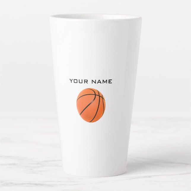 Basketball Ihr Name Milchtasse (Vorderseite)