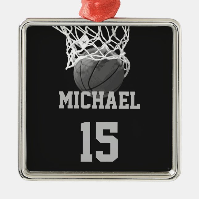 Basketball Ihr Name Ornament Aus Metall (Vorne)