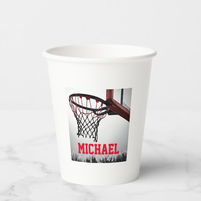 Basketball Ihr Name Pappbecher (Vorderseite)
