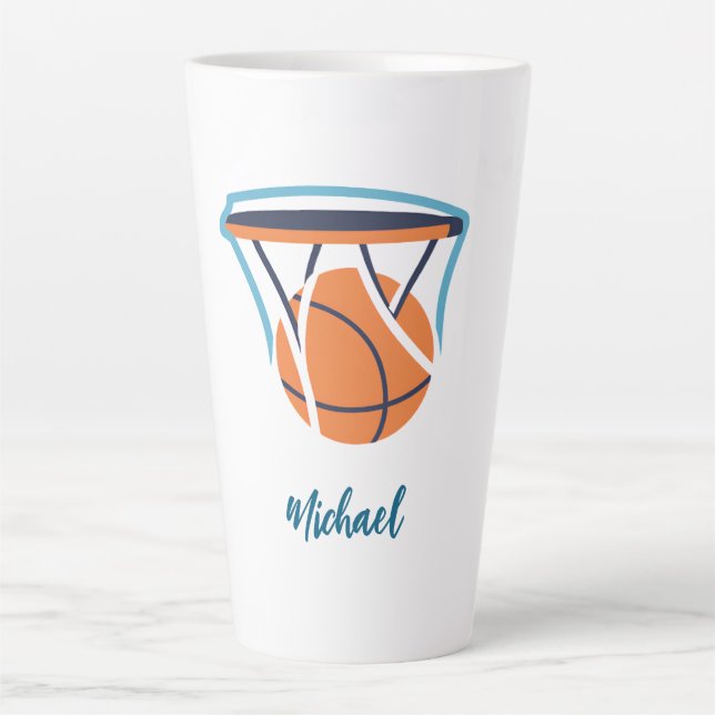 Basketball Ihr Name Persönlich Milchtasse (Vorderseite)