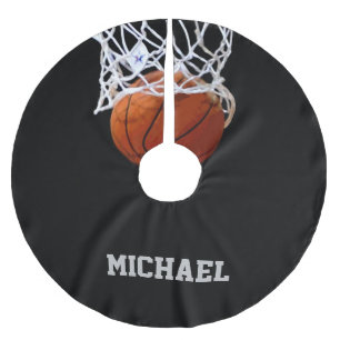 Basketball Ihr Name Polyester Weihnachtsbaumdecke